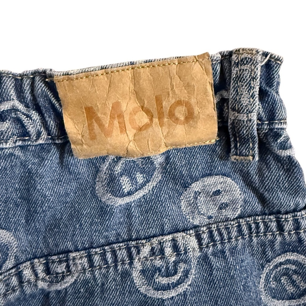 Molo Bera Blue Happiness Denim Mini Skirt Girls Size 16 Smiley Face Button Front - Picture 6 of 10